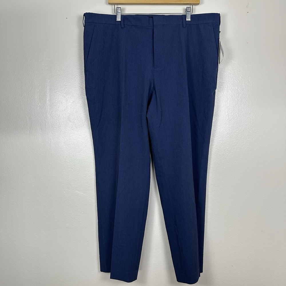 Perry Ellis Men's 40x30 Blue Dress Pants‎ Pleated Office Business Formal NEW